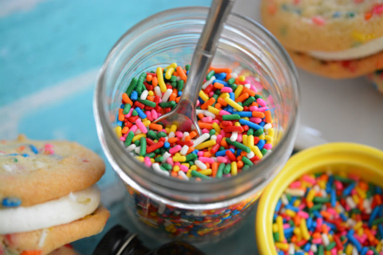Sprinkle Sandwich Cookies with Almond Buttercream Sweet Things By